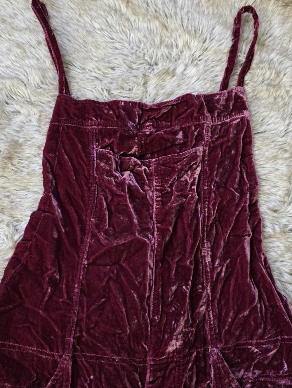 Free People Weekender Velvet Overalls In Red Wine Women's Size XL